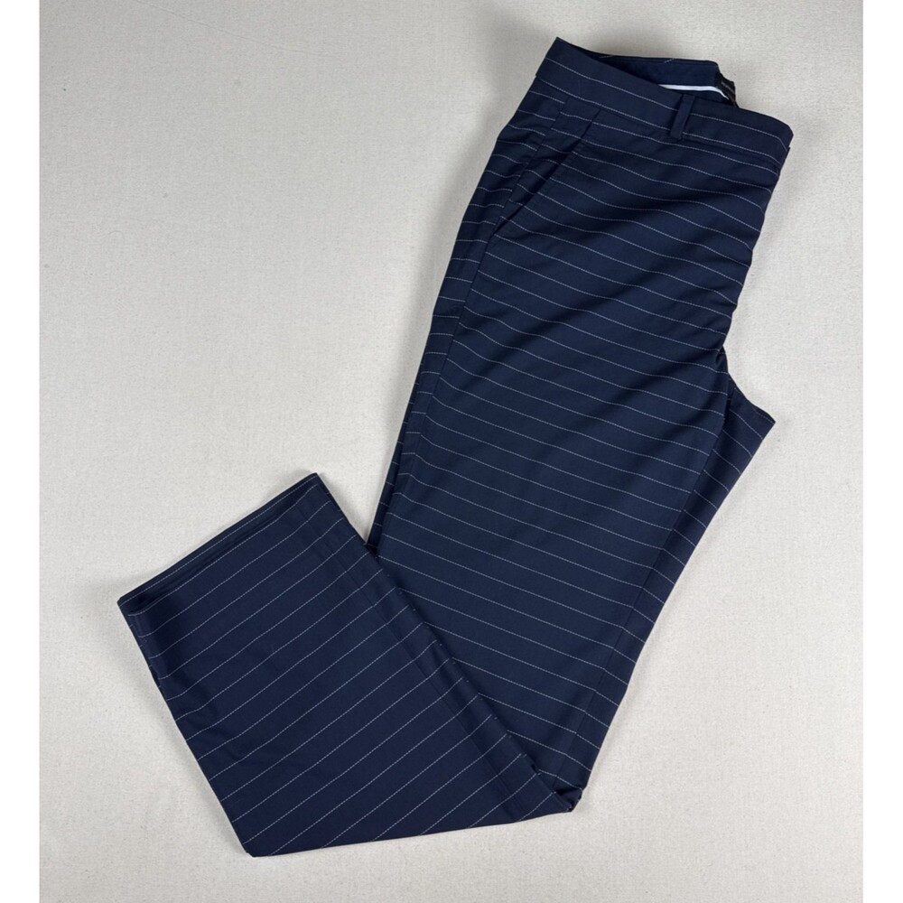 Banana Republic Ryan Ankle Pants Size 12 Blue Pinstripe Slim Work Office
